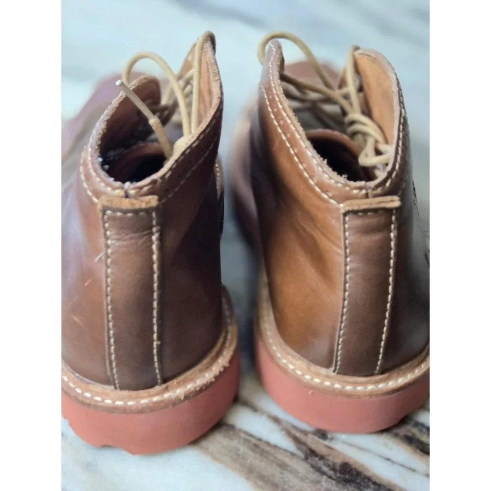 Boston Boot Co Mens Brown Leather Canvas Chukka Boots Lug Sole 7 Heritage Preppy